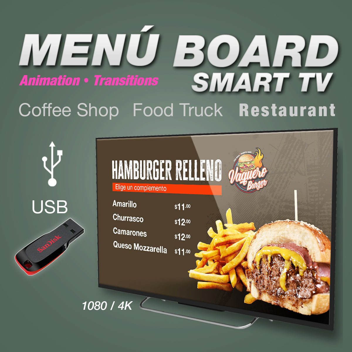 Digital Menu Board for Smart Tv