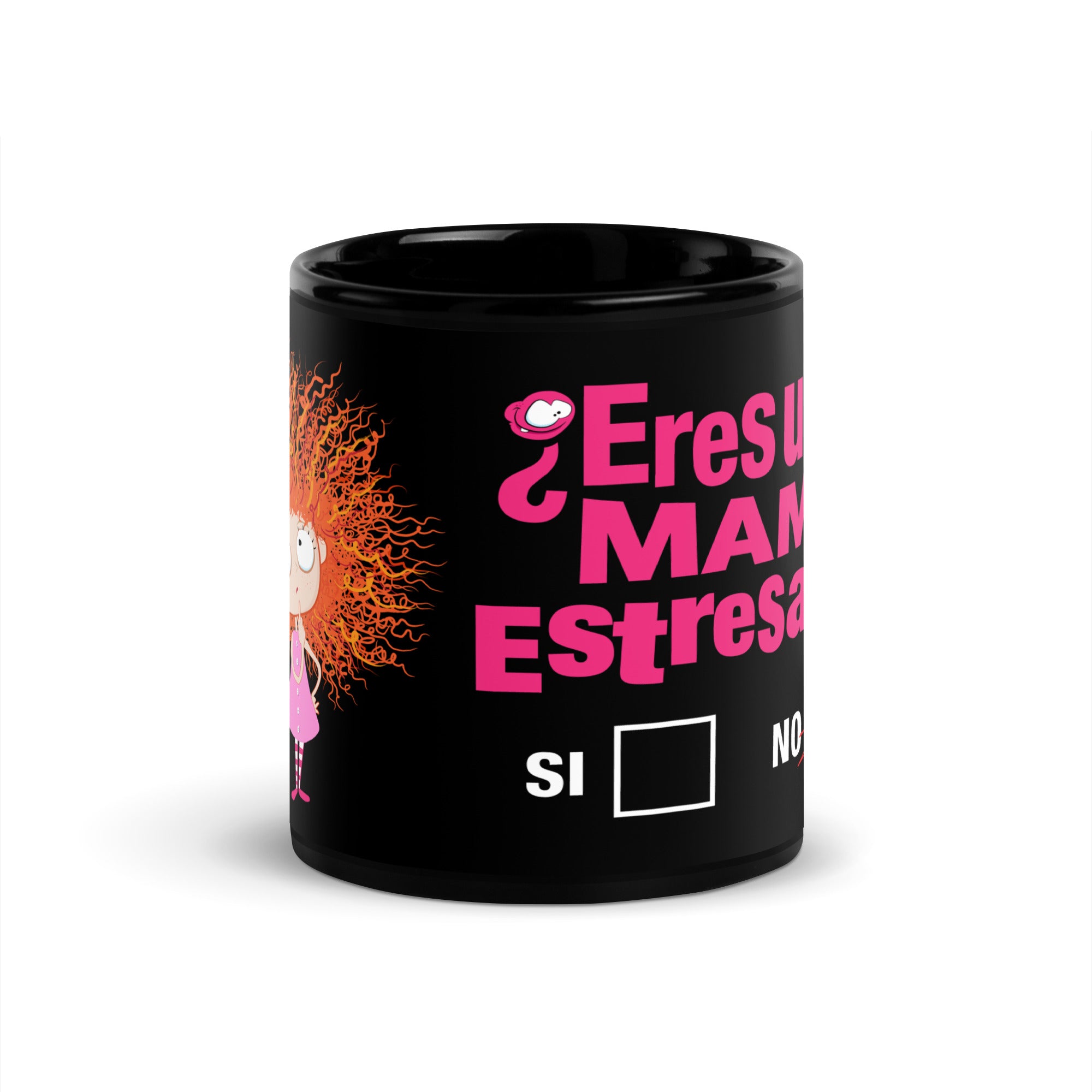 Mama estresada Taza Ceramica Negra 11/15 onz