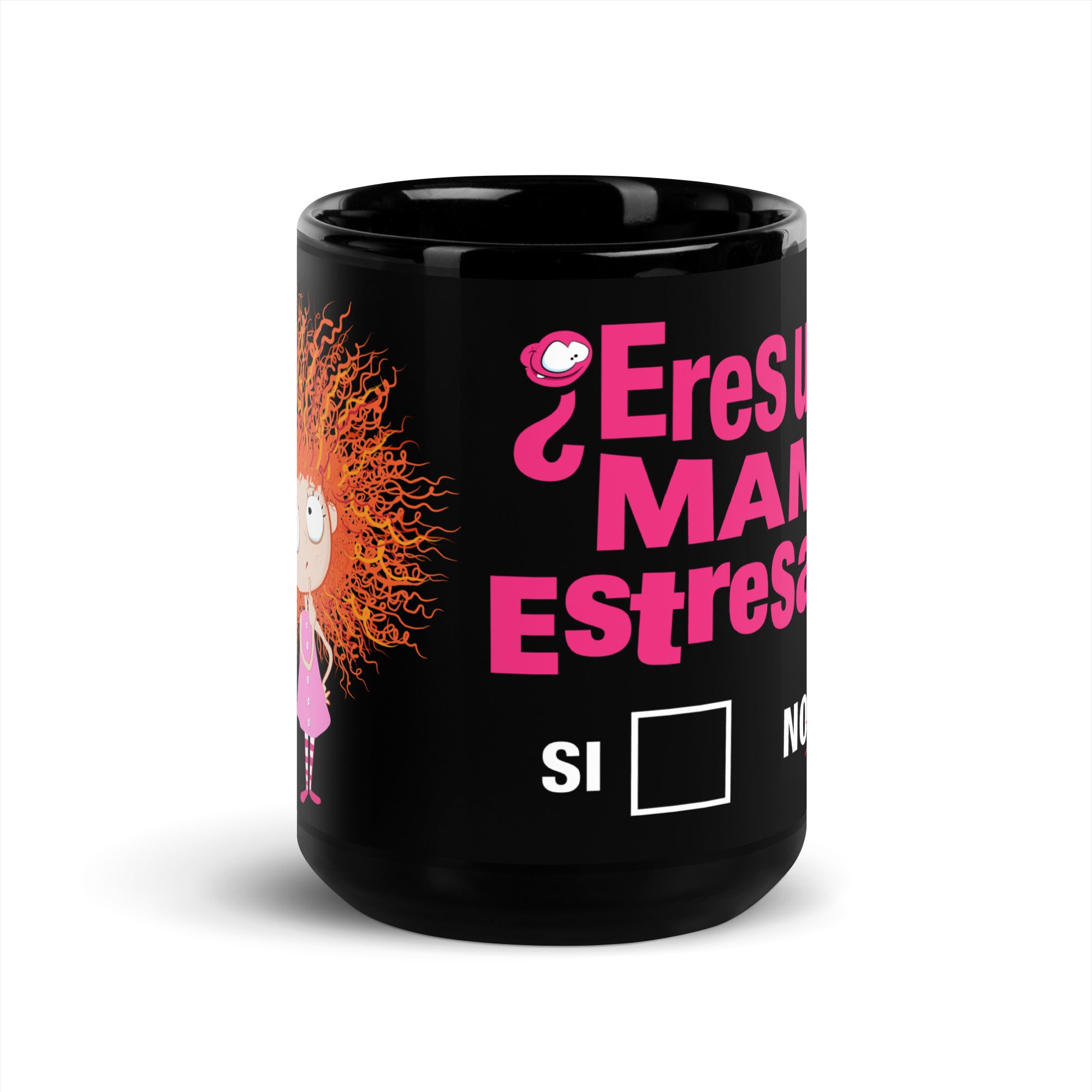 Mama estresada Taza Ceramica Negra 11/15 onz