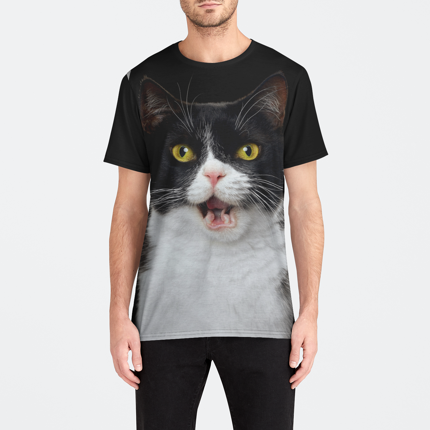 3D Cat Mens Crew Tee #85