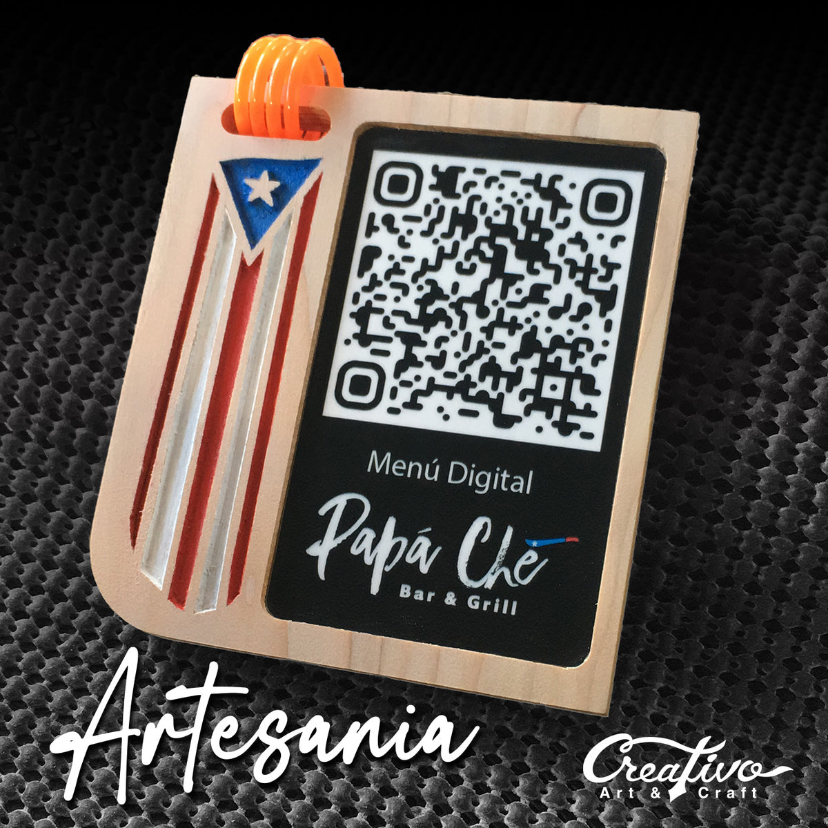 Colgantes QR Menu en Madera Artesania