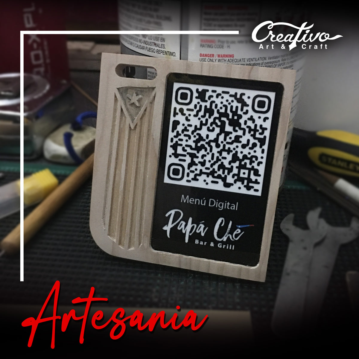 Colgantes QR Menu en Madera Artesania